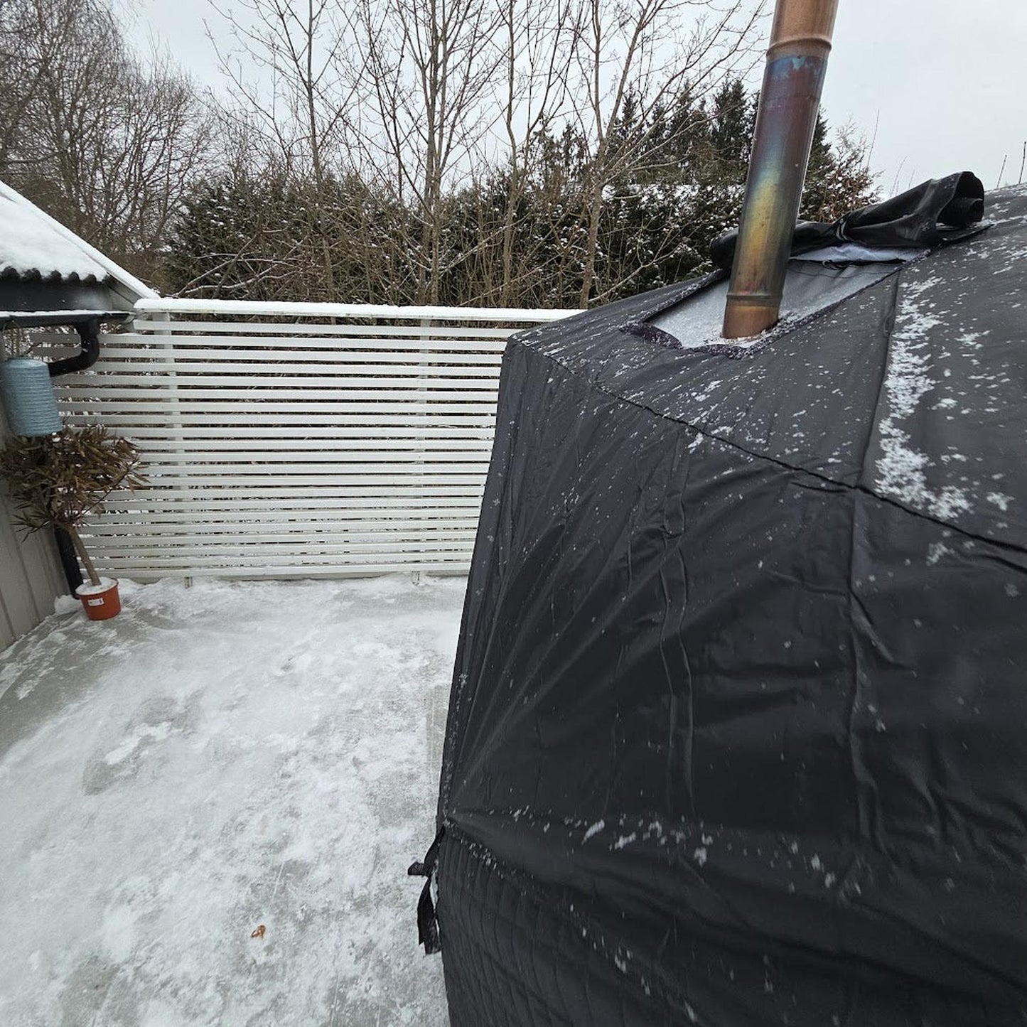 Regntrekk til badstutelt, Svalerød.