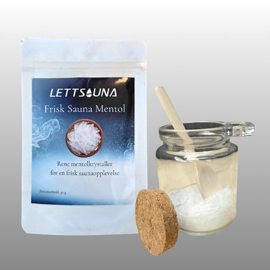 Saunamentol og krukke m/skje